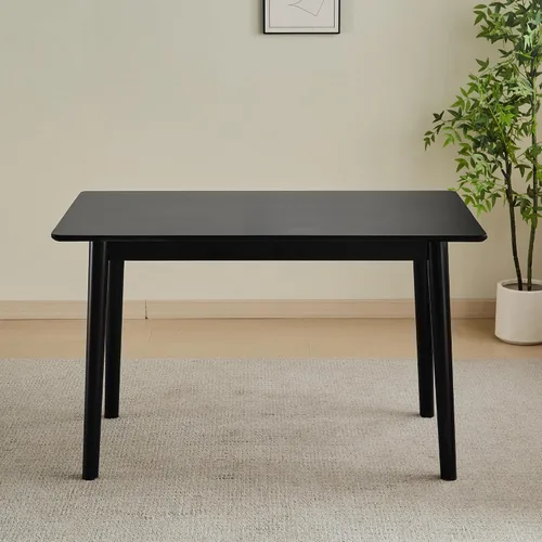 Miniatura 4 de Mesa de comedor de 47 pulgadas, mesa de cocina de madera maciza negra, adecuada para espacios pequeños, muebles modernos para el hogar
