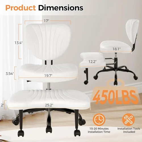 Miniatura 2 de Silla de Oficina para Sentarse con Piernas Cruzadas, Silla Ergonómica Criss Cross con Ruedas, Silla de Meditación Giratoria 360° de Altura Ajustable
