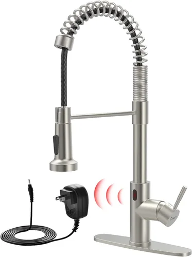 Miniatura 14 de GIMILI - Grifo de cocina sin contacto con resorte y rociador extraíble, sensor de movimiento, activado de manos libres inteligente, una sola manija