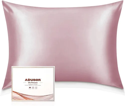 Miniatura 17 de Adubor Funda de almohada 100% de seda, fundas de almohada de seda de morera, 22 fibras de grado Momme 6A, funda de almohada de seda para la salud