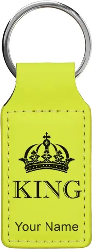 Miniatura 27 de Llavero rectangular, corona de rey, grabado personalizado incluido, Bambú