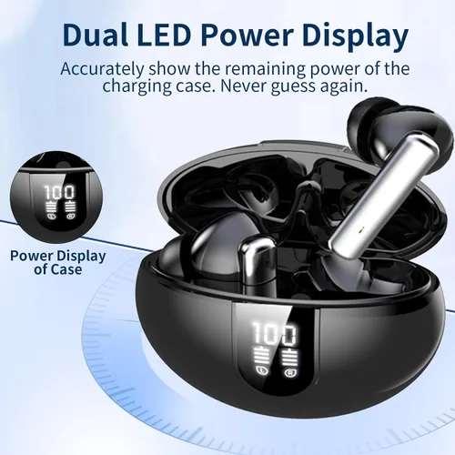 Miniatura 3 de Auriculares inalámbricos Bluetooth, pantalla de alimentación LED con funda de carga inalámbrica, reproducción de 35 horas, IPX4 impermeable