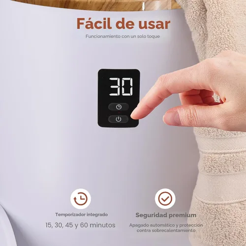 Miniatura 4 de SereneLife Calentador de toallas y mantas: calentador de toallas portátil de un solo toque para baño, soporte de disco fragante, anillo LED