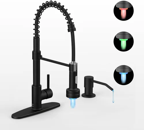 Miniatura 17 de Grifo de cocina, grifos de fregadero de cocina comercial con rociador extraíble, grifos de acero inoxidable para fregaderos de cocina, cabezal