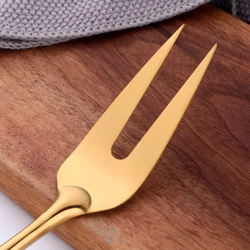 Miniatura 5 de Juego de utensilios de cocina de mango redondo, 7 piezas, acero inoxidable 304 chapado en titanio dorado con tenedor/cuchara pública, trituradores