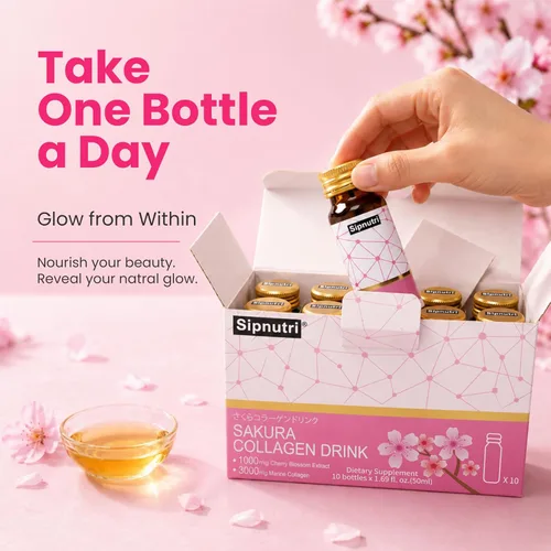 Miniatura 8 de Sakura - Bebida de colágeno – Péptidos marinos hidrolizados con extracto de flor de cerezo y mangostán, hidratación y elasticidad, soporte