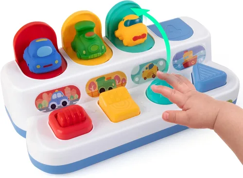 Miniatura 10 de Montessori - Juguete de causa y efecto de 6 a 12 meses, juguete de bebé con botón que hace saltar animales, juguetes sensoriales interactivos