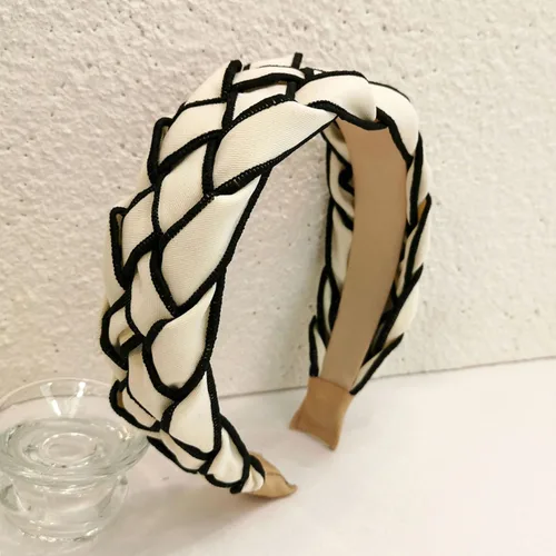 Diadema de moda para mujer, anudada con joyas, adorno de cristal, banda para el pelo mixta, accesorios de nailon para el cabello para niñas (beige)