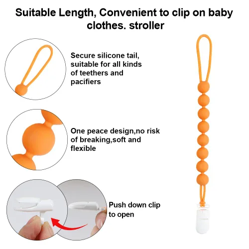 Miniatura 3 de Pelota deportiva de silicona de grado alimenticio para bebés con soporte para chupete, juguetes para aliviar el dolor de dentición, juego de regalo