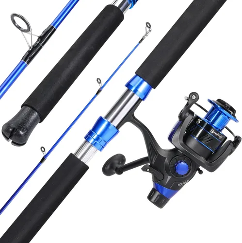 Sougayilang Caña de pescar para bagre IM8 Carbon 2 piezas, MH Power Portable Travel Spinning Rod con carrete giratorio de tamaño 4000 -7 pies 0
