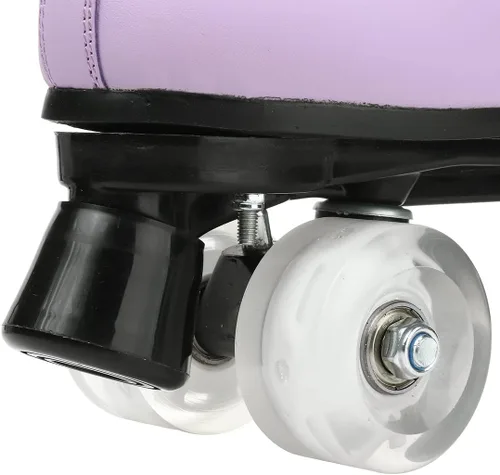 Miniatura 5 de Comeon Patines de ruedas de mujer de alta calidad - Patines de cuatro ruedas de piel sintética para interiores y exteriores púrpura