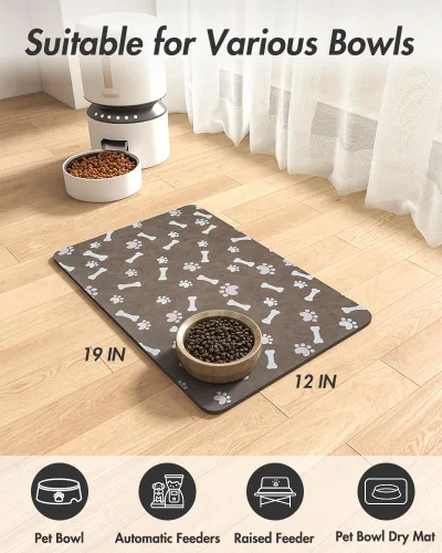 Miniatura 8 de MontVoo Tapete de comida para perros, tapete de alimentación de mascotas para alimentos y agua, dispensador sin manchas, de secado rápido, tapete