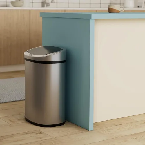 Miniatura 2 de Basurero de cocina Cubo de basura de acero inoxidable de 13 galones Cubo de basura sin contacto de 50 litros con tapa Cubo de basura