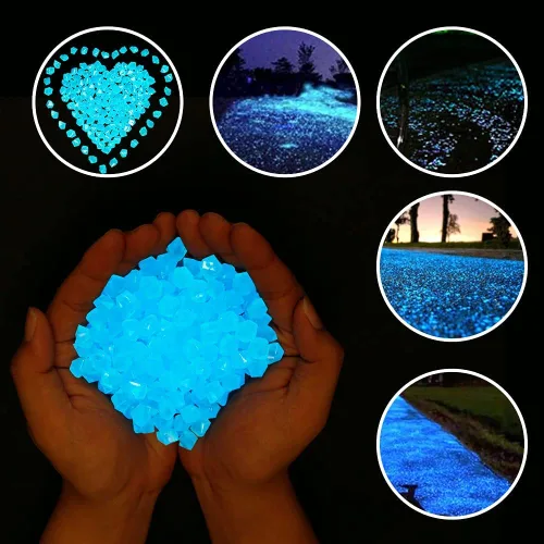Miniatura 4 de 200 PCS Piedras Brillantes Guijarros, Jardinería Piedras Luminosas Brillantes Rocas Decoración Exterior Agua Brillante Tanque de Peces Grava (Azul)