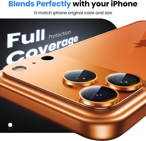 Miniatura 3 de Hoerrye para iPhone 17 Pro Protector de Lente de Cámara - [12FT Grado Militar a Prueba de Roturas] [Fuerte Adhesión] Cubierta Protectora Completa