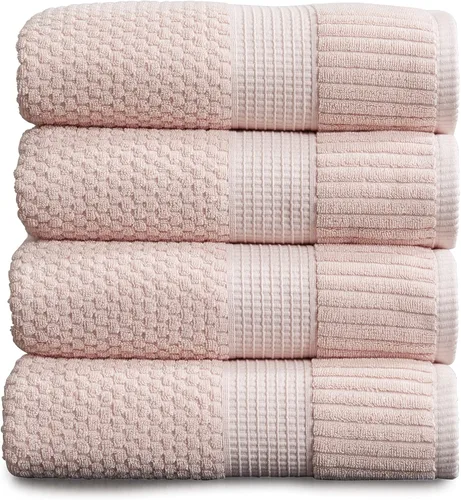 Miniatura 33 de NY Loft Juego de 4 toallas de baño 100% algodón, supersuaves y absorbentes, de secado rápido, 30 x 52 pulgadas, algodón texturizado y duradero