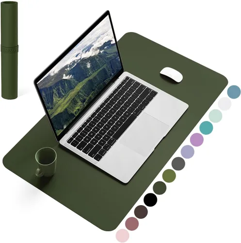 Miniatura 23 de YSAGi Almohadilla de escritorio de piel antideslizante, tapete impermeable para teclado de computadora portátil, protector de mesa y alfombrilla