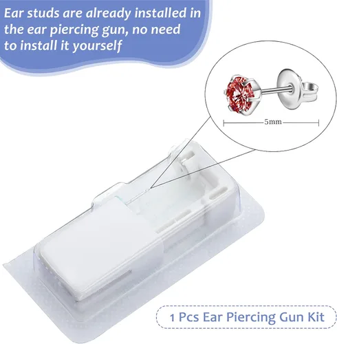 Miniatura 4 de Chumia 12 unidades de herramienta desechable para perforación de orejas con 12 piezas de pendientes de seguridad (5 mm) sin dolor, fácil de usar