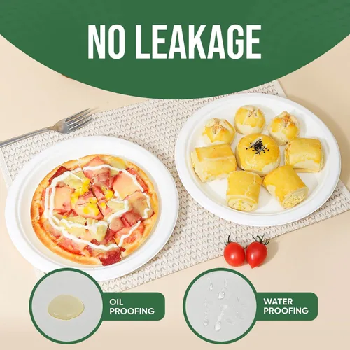 Miniatura 8 de TaidMiao Platos de Papel de 9 Pulgadas Paquete de 100 - Vajilla 100% Compostable Platos Desechables Resistentes a Fugas y Grasa para Fiestas