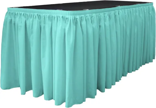 Miniatura 59 de LA Linen Falda de mesa de popelina de poliéster para mesas rectangulares, tela plisada para banquetes de boda, 14 pies por 29 pulgadas de largo