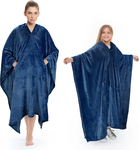 Miniatura 10 de Tirrina Manta poncho de polar 2 en 1, muy suave y cómoda, para adultos mujeres, hombres y niños para uso interior o al aire libre, 55x80 pulgadas