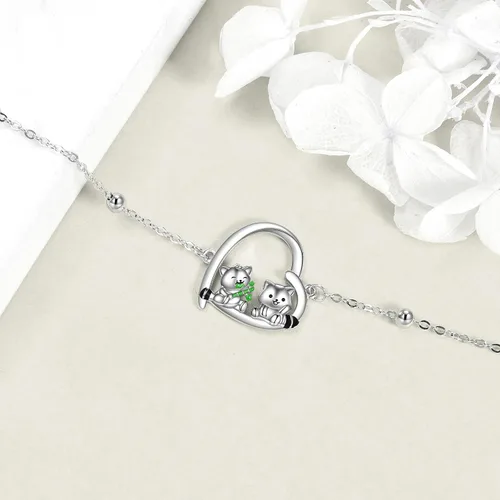 Miniatura 5 de Pingüinoconejillo de indiashipopótamomano de hamsadinosauriogatolibélulacorazónmontañasetaárbol de la vidapulseras de pingüinos regalos de plata