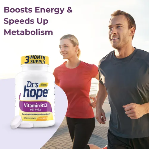 Miniatura 9 de Dr's Hope Vitamina B12-1000 mcg, 90 cápsulas masticables Aumenta el metabolismo, la producción de energía, el apoyo del sistema nervioso 90