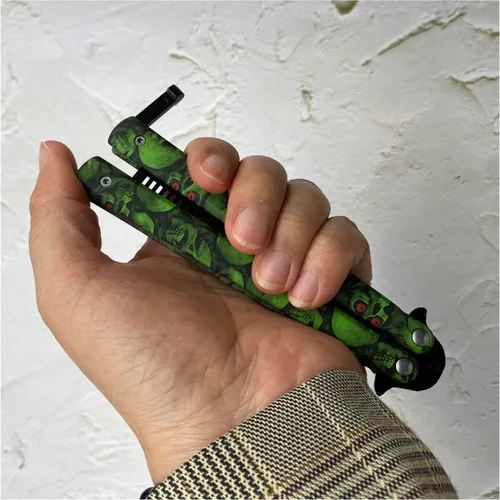 Miniatura 5 de Peine de entrenamiento de práctica diseñado con cuchillo de mariposa, peine de entrenamiento portátil, fácil de practicar volteo (verde)