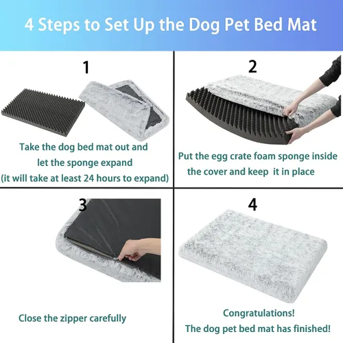 Miniatura 7 de Cama para perro, almohadilla para jaula de perro con funda extraíble lavable para mascotas, parte inferior antideslizante, camas ortopédicas Gris