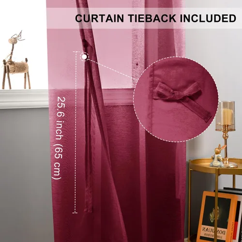 Miniatura 5 de JIUZHEN - Cortinas semitraslúcidas con ojales; para ventana de dormitorio, sala de estar; 46 pulgadas de ancho x 84 pulgadas de largo, set de 2
