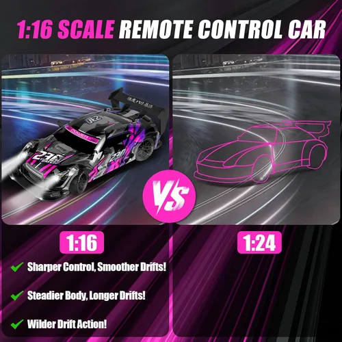 Miniatura 3 de Auto de Derrape RC, Coches RC de Derrape a Escala 1:16, Auto de Carreras RC 4WD de 2.4GHz, Vehículo de Derrape de Control Remoto de Alta Velocidad
