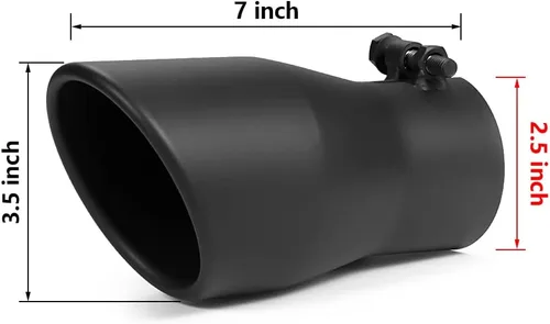 Miniatura 2 de A-KARCK Punta de Escape 2.5" Entrada a 3.5" Salida, 7" Longitud Total Recubrimiento Negro Atornillable Punta de Tubo de Escape Protege Tubo de Escape