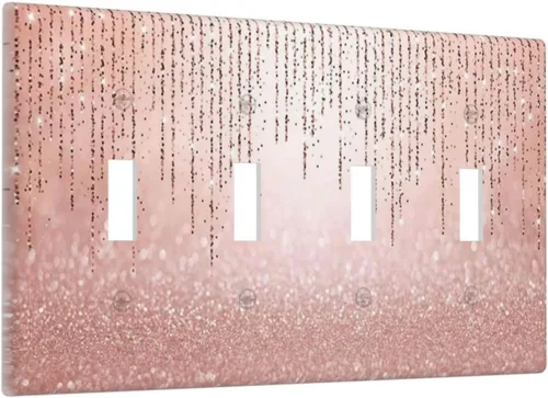 Miniatura 113 de Cubierta de interruptor de luz rosa brillante con purpurina de 1 banda, sin dispositivo, placa de pared en blanco decorativa para adolescentes, Rosa