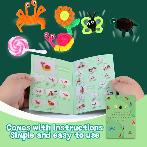 Miniatura 3 de Zlulary Limpiadores de tuberías para manualidades, limpiapipas, suministros de manualidades, kit de arte y manualidades con instrucciones