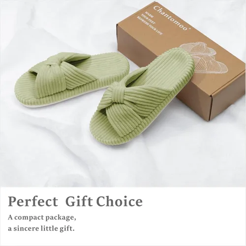 Miniatura 5 de Chantomoo - Pantuflas para mujer de espuma viscoelástica para la casa con cordón, lazo y tiras cruzadas, zapatos de cama cómodos y de moda