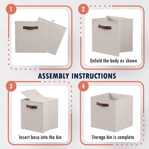 Miniatura 7 de Ornavo Home Cubos de Almacenamiento de 11 x 11 Pulgadas, Contenedores de Almacenamiento de Tela Plegables y Colapsables, Caja Organizadora de Cubo