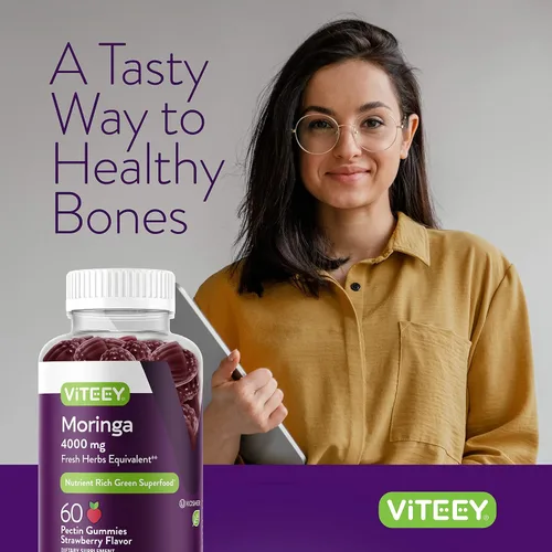 Miniatura 6 de Viteey Moringa Gummies - 4,000 mg [de 400 mg de extracto 10: 1] de Moringa Suplemento Super Greens - Gomitas antioxidantes para el bienestar