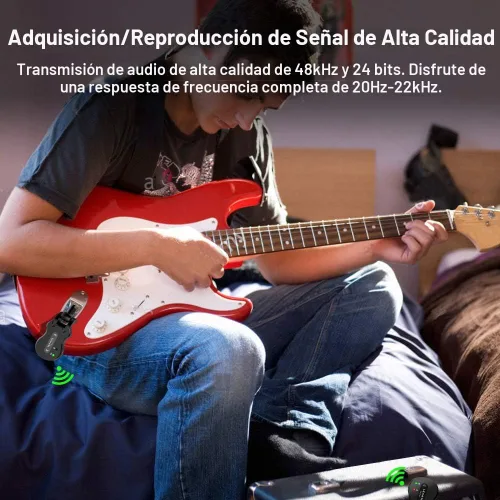 Miniatura 5 de LEKATO Sistema de guitarra inalámbrica 5.8 transmisor de guitarra inalámbrico Receptor de audio recargable Transmisor inalámbrico Receptor de 4 Negro