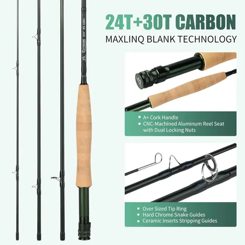 Miniatura 2 de M MAXIMUMCATCH Maxcatch Extreme Kit Combinado de Pesca con Mosca 3/5/6/8 Peso, Equipo de Caña y Carrete de Mosca para Principiantes, con Estuche