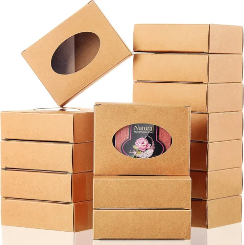 Spakon 30 cajas de jabón para jabones caseros de 3.8 x 2.8 x 1.2 pulgadas, cajas de jabón rectangulares con ventana, pequeña caja de regalo para