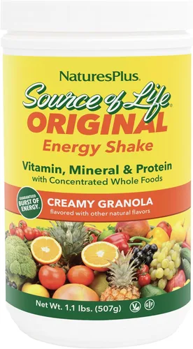NaturesPlus Source of Life - Batido energético, granola cremosa, 1.1 libras, proporciona 0.53 onzas de proteína completa, vitaminas y minerales, sin
