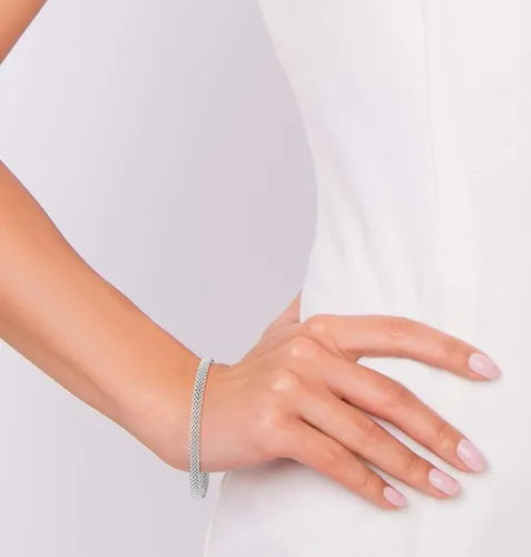 Miniatura 4 de Miabella 925 Sterling Silver Italian 5mm Mesh Link Chain Bracelet for Women, Made in Italy