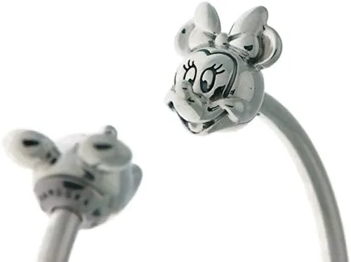 Miniatura 5 de PANDORA Disney open bangle in sterling silver with silicone stoppers and Mickey & Minnie interchangeable end
