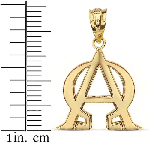 Miniatura 2 de Colgante de oro amarillo macizo de 14 quilates Alpha y Omega Christian Symbols Charm