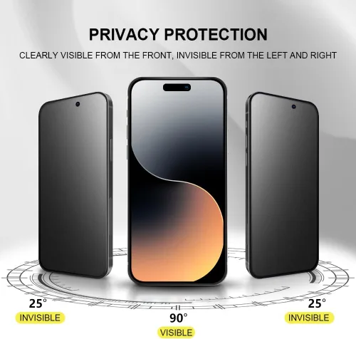 Miniatura 3 de Protector de pantalla de privacidad mate para iPhone 15 Pro de 6.1 pulgadas con protector de lente de cámara, cobertura completa, antirreflejos