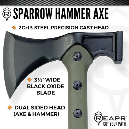 Miniatura 4 de Reapr Hacha de martillo táctico Sparrow – Hacha de supervivencia de 15.25 pulgadas con cabeza de acero inoxidable 2 en 1 para cortar y martillar