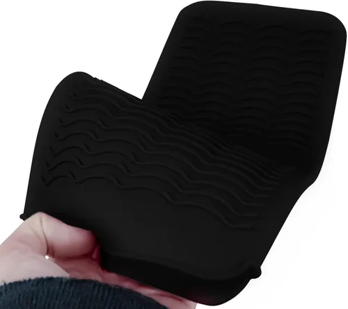 Miniatura 4 de Bolsa de silicona resistente al calor para alisadora de cabello, rizador, plancha plana y herramientas de cabello caliente, 2 unidades, color negro