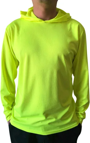 Miniatura 4 de NY GOLDEN FASHION Hi Vis - Camiseta de alta visibilidad de manga larga para trabajo de construcción con capucha 2 piezas amarillo neón