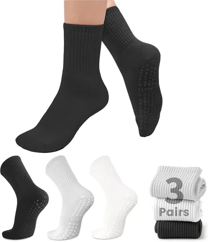 3 pares de calcetines de agarre para pilates, calcetines de yoga antideslizantes para mujeres, pilates, barra pura, entrenamiento descalzo,