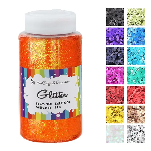 Miniatura 13 de Brillantina gruesa, 18 frascos de colores surtidos para manualidades, cuerpo, maquillaje y purpurina para uñas.